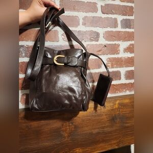 Leather bucket bag
